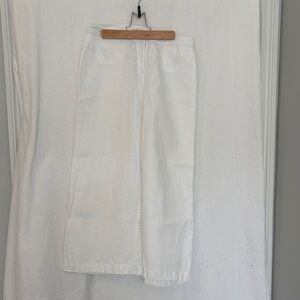 Eileen Fisher White Women’s Cropped Wide-Leg Linen Pants